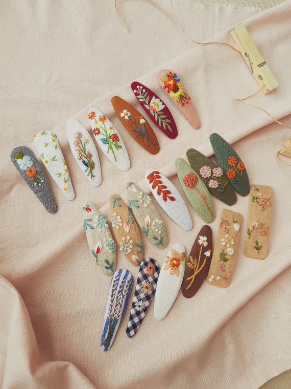 Embroidered Hair Barrettes Embroidered Hair Barrettes