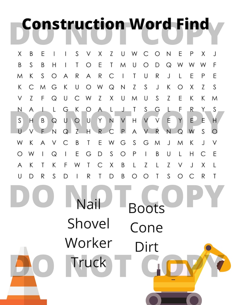 Construction Word Search for Teachers Preschool - Etsy