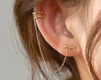 Ear Cuff Chain Earring - Gold Ear Cuff - Silver Ear Cuff - Ear Crawler Earring - Chain Ear Cuff - Chain Earring - Minimalist Earring