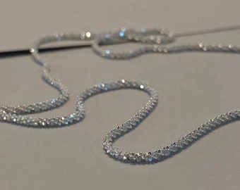 Sterling Silver Sparkle Necklace - Delicate Necklace - Charm Necklace - Chain Necklace - Adjustable Necklace - Stacking Necklace - Choker