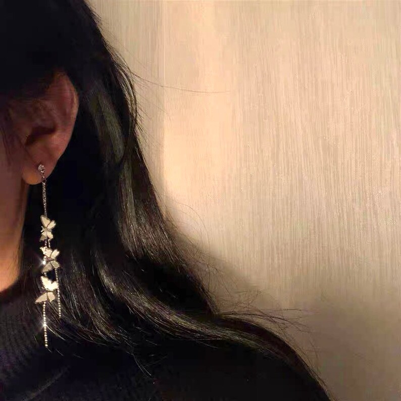 Butterfly Earrings Butterfly Threader Earrings Earrings Etsy