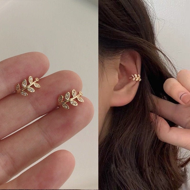 Leaf Ear Cuffs Ear Cuff No Piercing Gold Ear Cuffs Ear Etsy
