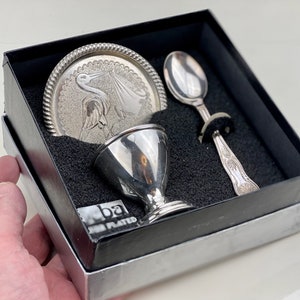 Newborn Gift, Silver Plated Egg Cup, Spoon and Picture Frame, Breakfast Set made by SEBA