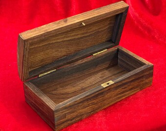 Vintage Wooden Trinket Box: Brass Bat Inlay, Made in India