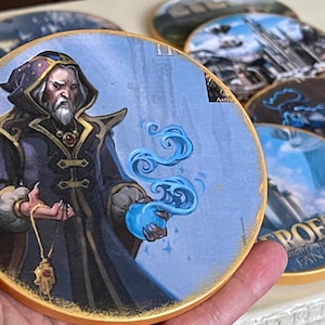 Gift for gamer, Heroes 3 Wooden mug coaster set, might and magic