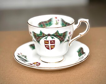 Royal Adderley Tartan Teacup and Saucer: Newfoundland Plaid, Bone China
