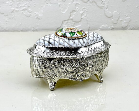 Japanese trinket box with lid, Vintage jewelry bo… - image 8