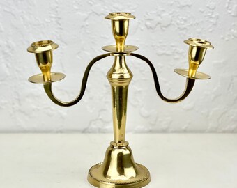 Vintage gold color metal  3 arm Candlestick
