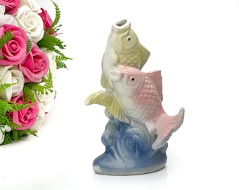 Fish figurine, gift for fisherman, carp figurine with a small vase inside