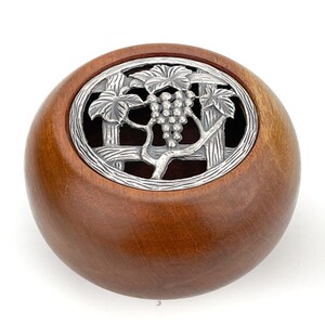 Wooden box with metal lid, trinket box with lid