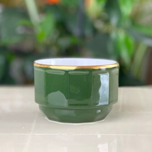 Genuine Vintage French Apilco green porcelain sugar bowl