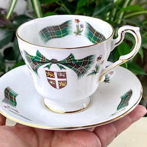 Tea Cup and saucer, Royal Adderley Tartan Tea Cup, Scottish coffee cup