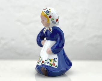 Woman figurine, Vintage Atelier porcelain woman in blue clothes
