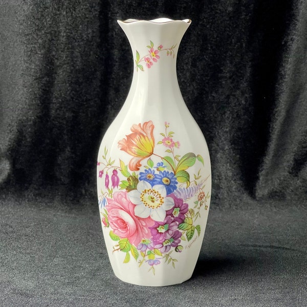 Vintage Aynsley 'Howard Sprays' Bud Vase, - Signé F Howard, Vase à bourgeons Fine Bone China, vase à tige de pulvérisation de collection, petit pot de fleurs en céramique