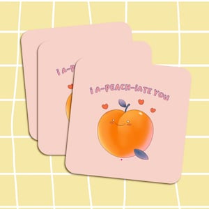 OhFroot "I a-peach-iate you" Kawaii Peach Illustration - Appreciation Thank You Romantic Love Cute Gift Card