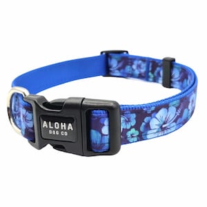 Tropical Dog Collar | Blue | Pink | Red | Purple | Hawaii Floral Hawaiin Dog Personalized Collar