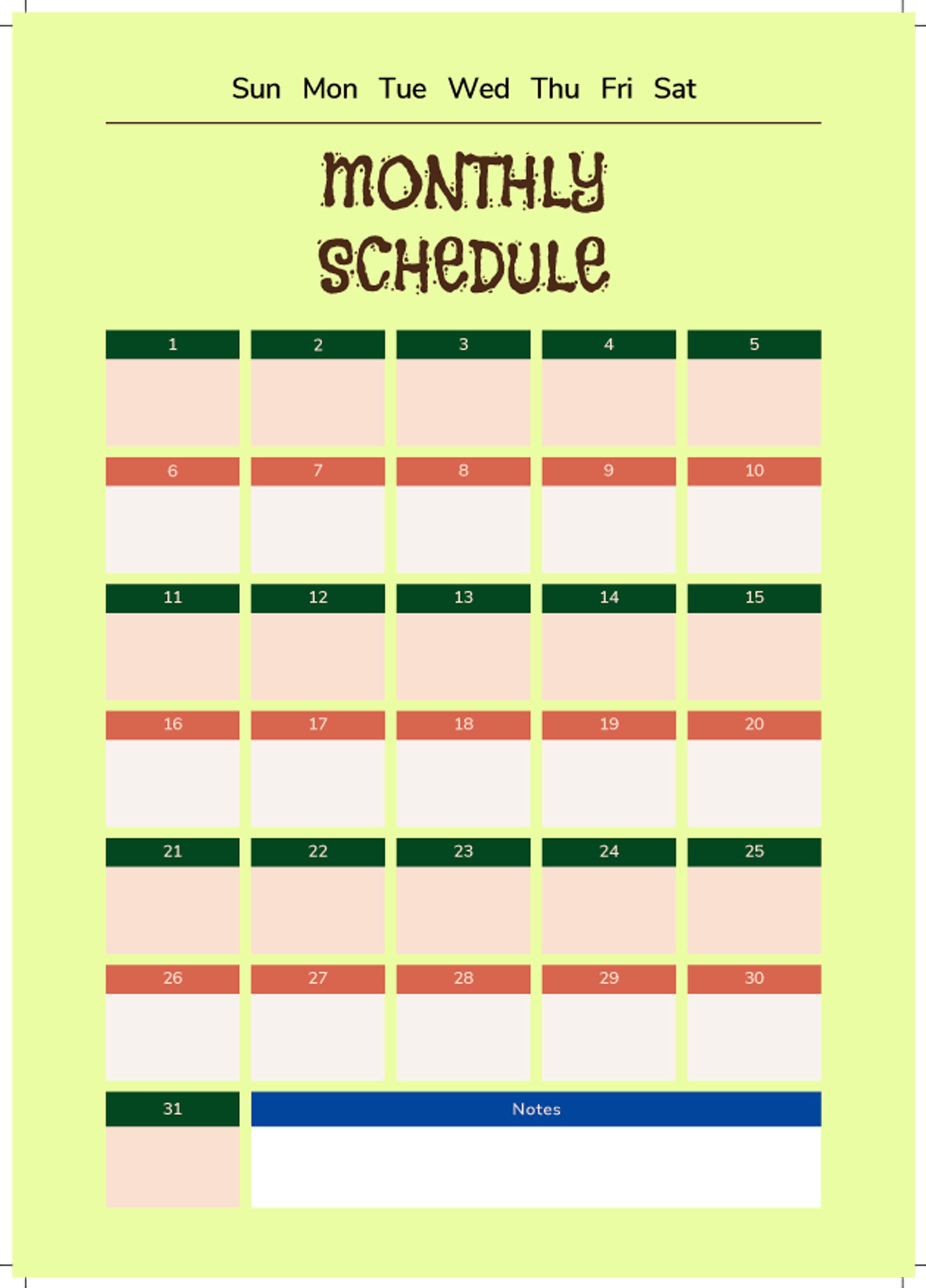 Monthly Schedule Calendars Planner Printable Minimalis Etsy