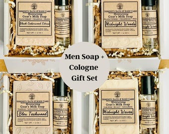 Holiday Deal – Men’s Soap + Cologne Gift Set 19.99 |Spa Gift for Him | Christmas, Birthday, Father’s Day, Thank You & Employee Gift