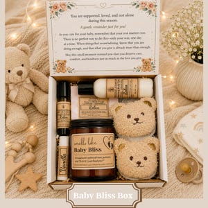 New Mom Gift Box – Pregnancy Care Package for Expecting or Postpartum Mom, Self Care Gift, Baby Rabbit Rattle, New Mom Affirmation Card Baby Bliss Box