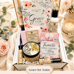 Christian Devotional Gift Box for Women, Bible Verse Cards, Grace & Hope for Today Self Care Gift for Mom, Sister, Daughter, Best Friend