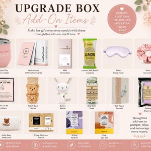 New Mom Gift Box – Pregnancy Care Package for Expecting or Postpartum Mom, Self Care Gift, Baby Rabbit Rattle, New Mom Affirmation Card image 11
