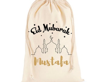 Saco de regalo Eid / Ideas de regalos Ramadan - Saco para regalo de niños / Nombre personalizado de Eid Mubarak