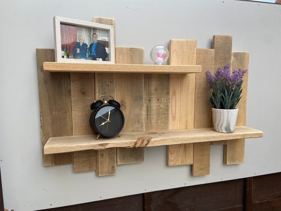 Pallet wood floating shelves deals