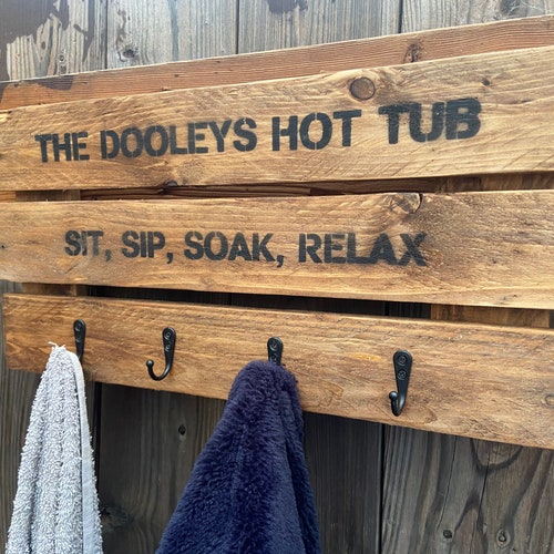 New Grey Hot Tub Sign With Hooks for Towels or Robe Etc Etsy UK