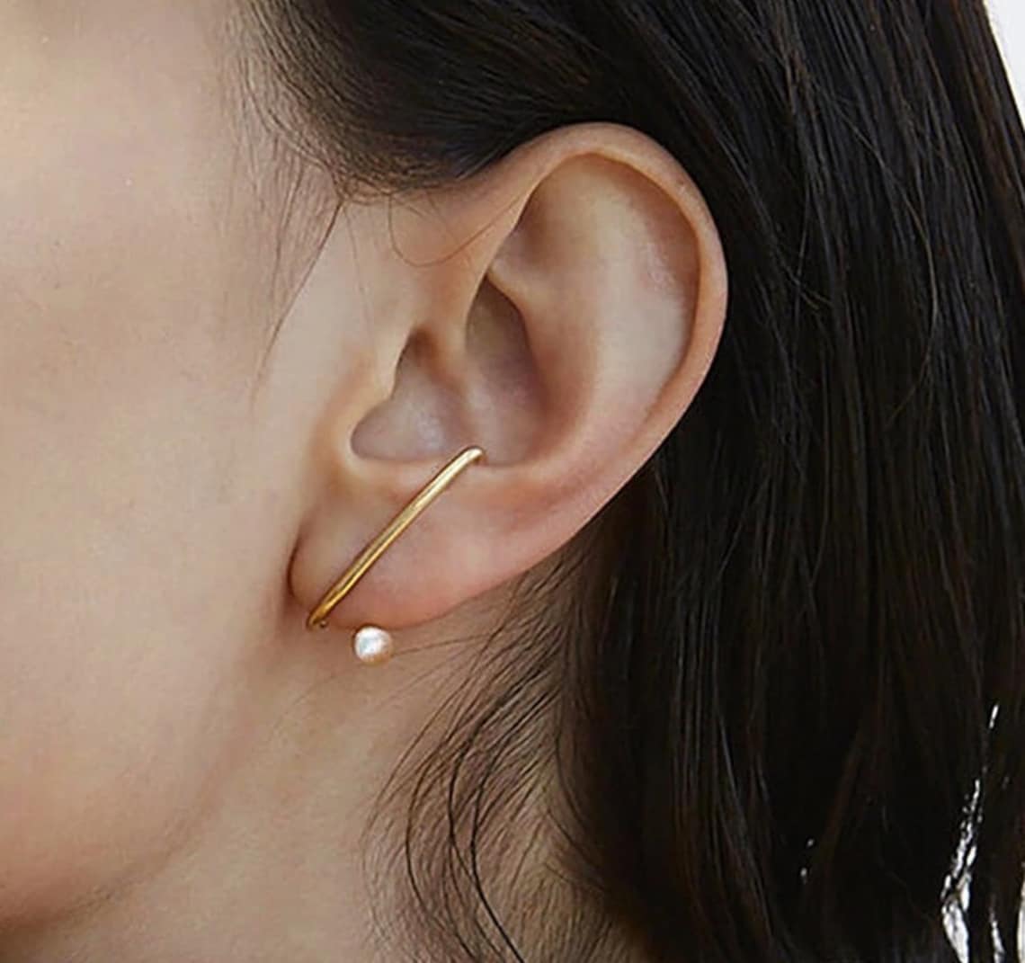 Suspender Earrings Silver Ear Lobe Cuff Lobe Earrings Etsy