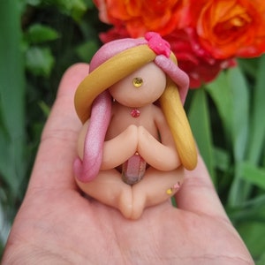 Aura Quartz Crystal Polymer Clay Sculpture Perfectly Imperfect Treasure Babe Worry Doll - please read item description