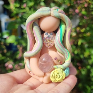 Rose Quartz Egg Crystal Polymer Clay Sculpture Perfectly Imperfect Treasure Babe Worry Doll - please read item description