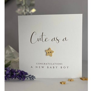 Nieuwe Baby Boy Card, Nieuwe Ouders Card, Baby Card, Cute As A Button, Geboortekaart, Baby Card, Baby Shower Card