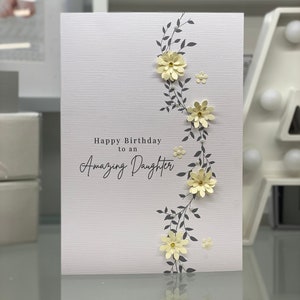 Dochter Happy Birthday Card, Dochter Verjaardagskaart, Geweldige Dochterkaart, Aandenkenkaart, Grote Kaart, Luxe Verjaardagskaart, 3D-bloemen