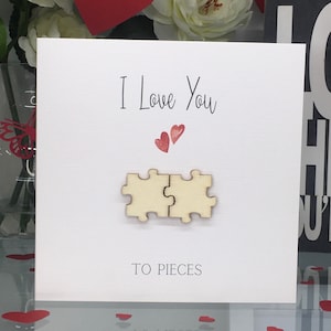 Valentinstagskarte für Sie, Valentinstagskarte für ihn, Valentinstagskarte mit Jigsaw-Stücken, Love You To Pieces-Karte, Holzpuzzlestück-Karte
