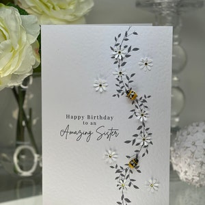 Tarjeta de feliz cumpleaños hermana, tarjeta de cumpleaños hermana increíble, tarjeta de abeja hermana, tarjeta de recuerdo, abejorro, tarjeta de cumpleaños de hermana de lujo, amante de la abeja