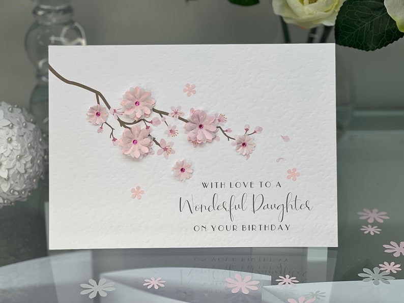 Daughter Happy Birthday Card, Daughter Birthday Card, Wonderful Daughter Card, Keepsake Card, Large Card, Luxury Birthday Card, Gems and Bow image 7
