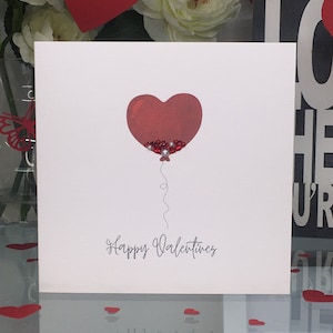Biglietto di San Valentino per lei, biglietto di San Valentino per lui, biglietto palloncino a forma di cuore per San Valentino, buon San Valentino, biglietto ricordo, primo San Valentino