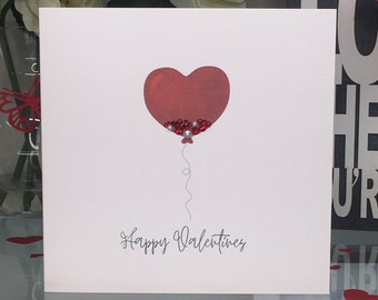 Valentine's Day Card For Her, Valentine's Card For Him, Valentines Heart Balloon Card, Happy Valentine's, Keepsake Card, First Valentine's