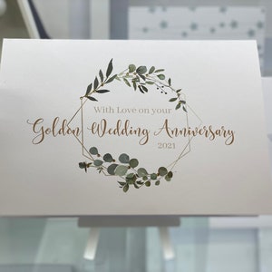 Carte d’anniversaire de noces d’or, anniversaire d’or, 50e anniversaire, carte d’anniversaire spéciale, carte souvenir, 50e anniversaire de mariage