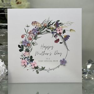 Carte de fête des mères, carte de fête des mères faite main, carte spéciale maman, carte de fête des mères 3D, carte de fleurs en papier, carte pour maman, mère, maman,
