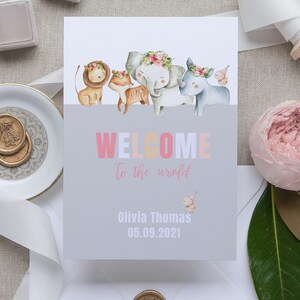 Gepersonaliseerde nieuwe baby meisje kaart, nieuwe ouders kaart, nieuwe babykaart, geboortegegevens kaart, nieuwe baby kaart, nieuwe baby gepersonaliseerde kaart, aandenken