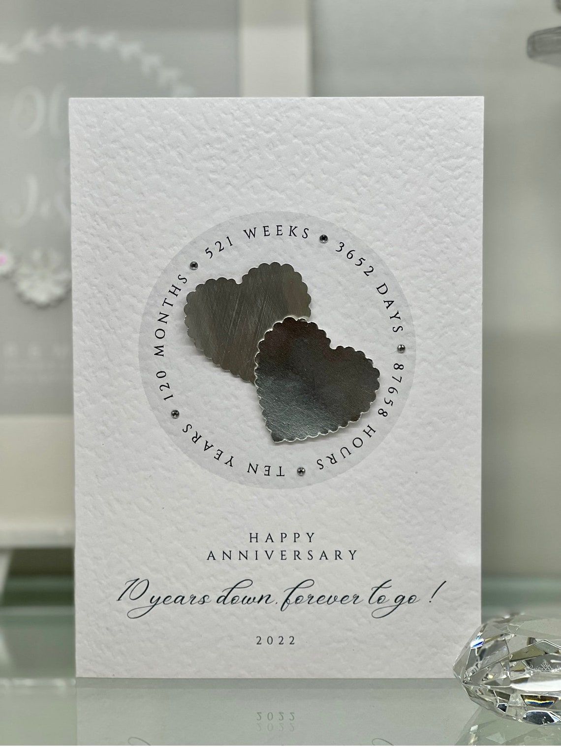 Real Tin Heart Tenth Wedding Anniversary Card Tenth Etsy UK