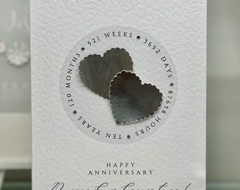 Vero cuore di latta, decimo anniversario di matrimonio, decimo anniversario, anniversario di latta, carta dell'anniversario di latta, moglie marito 10° anniversario, 10