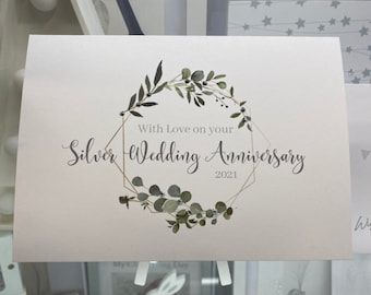 Silver Wedding Anniversary Card, Silver Anniversary, 25th Anniversary, Special Anniversary Card, Keepsake Card, 25th Wedding Anniversary