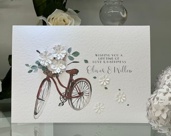 Carte de mariage personnalisée, carte de mariage simple, carte de mariage personnalisée, fleurs en papier, carte de mariage florale, carte souvenir, carte 3D,