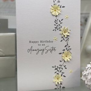 Biglietto di auguri di buon compleanno per sorella, fantastico biglietto di auguri di compleanno per sorella, biglietto per sorella, biglietto ricordo grande, biglietto di auguri di compleanno per sorella di lusso, gemme e fiocco