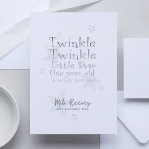 Personalisierte alles Gute zum Geburtstagkarte, Namenskarte, erste Geburtstagskarte, 1., 2., 3., 4., 5., 6. personalisierter Geburtstag, Twinkle Twinkle Star