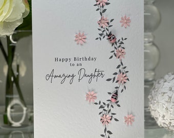 Daughter Happy Birthday Card, Daughter Birthday Card, Amazing Daughter Card, Bee Card, Large Card, Luxury Birthday Card, Pink Bee Card