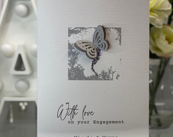 A Personalised Handmade Engagement Card, a beautiful Keepsake Card, printed on 300gsm linen card