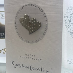 2024Real Tin Hearts, Tenth Wedding Anniversary Card, Tenth Anniversary, Tin Anniversary, Tin Anniversary Card, Wife Husband 10th Anniversary image 4